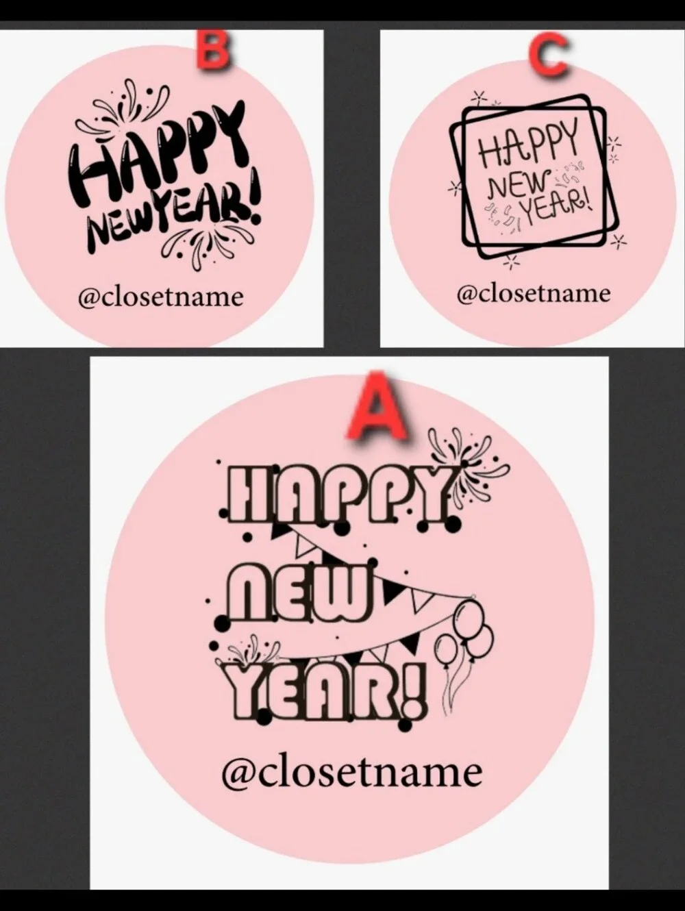 100ct ROLL, CUSTOM HAPPY NEW YEAR STICKERS